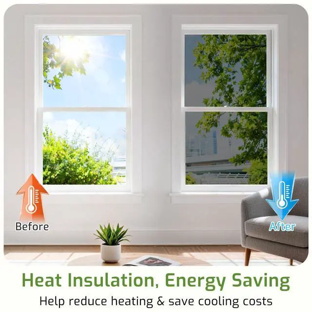 Alt view image 4 of 7 - One Way Window Privacy Film, Window Tint for Home, Sun Blocking UV Heat Blocker, See Out Not in Reflective Mirror Film, Removable Static Cling Glass Door Cover, Black Silver, 17.5" x 78.7"