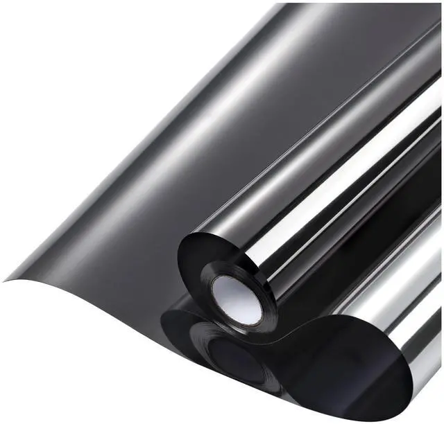 Main image of Window Privacy Film One Way Window Tint for Home, Removable Reflective Heat Sun Blocking Anti UV Glass Door Covering, Mirror Tinting Film House Office, 17.5 Inch X 6.5 Feet, Black Silver