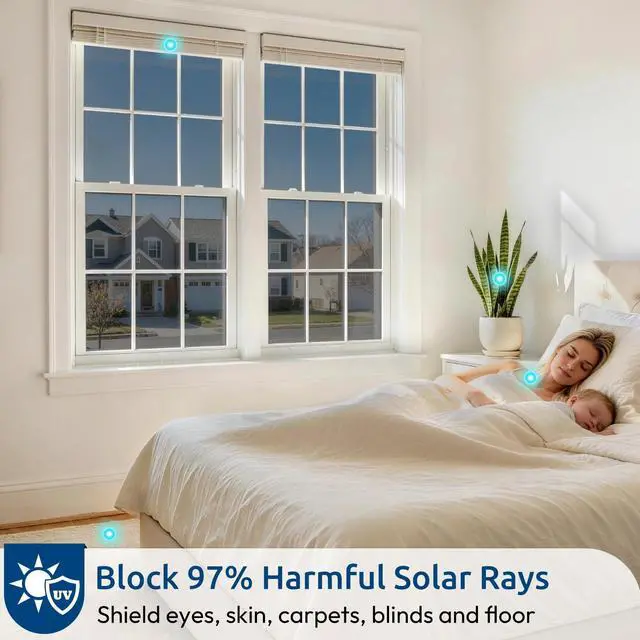 Alt view image 4 of 7 - Window Privacy Film One Way Window Tint for Home, Removable Reflective Heat Sun Blocking Anti UV Glass Door Covering, Mirror Tinting Film House Office, 17.5 Inch X 6.5 Feet, Black Silver
