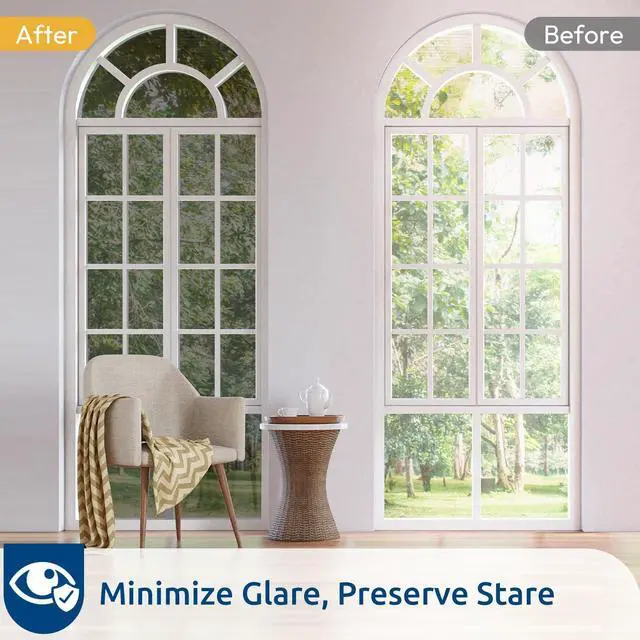 Alt view image 6 of 7 - Window Privacy Film One Way Window Tint for Home, Removable Reflective Heat Sun Blocking Anti UV Glass Door Covering, Mirror Tinting Film House Office, 17.5 Inch X 6.5 Feet, Black Silver
