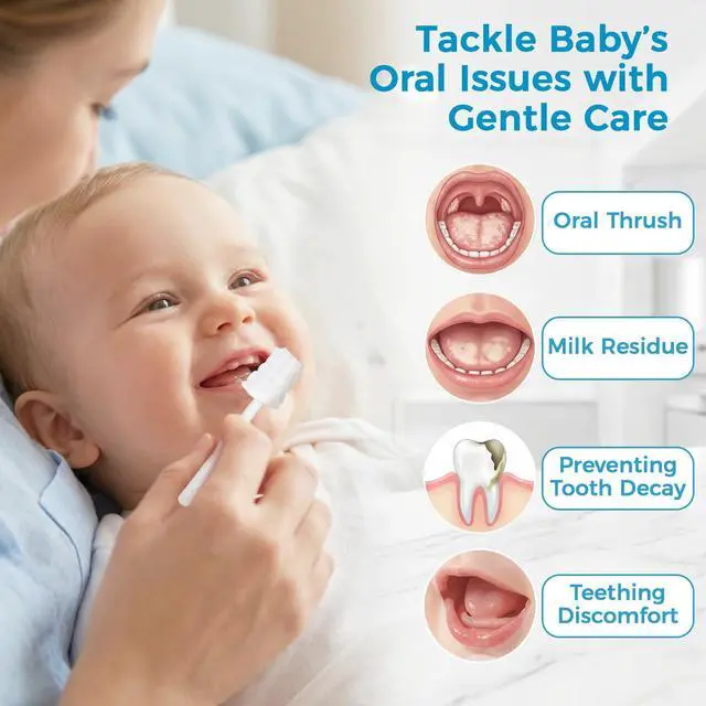 Alt view image 3 of 7 - 50Pcs Baby Tongue Cleaner - Baby Oral Cleaner Newborn Tongue Cleaner for Infants Bulk Disposable Thrush Brush for Babies Individually Wrapped Cotton Gauze Mouth Cleaner for Mouth Gum Cleansing