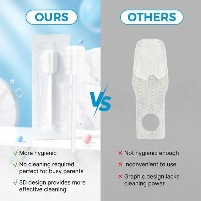 Alt view image 4 of 7 - 50Pcs Baby Tongue Cleaner - Baby Oral Cleaner Newborn Tongue Cleaner for Infants Bulk Disposable Thrush Brush for Babies Individually Wrapped Cotton Gauze Mouth Cleaner for Mouth Gum Cleansing