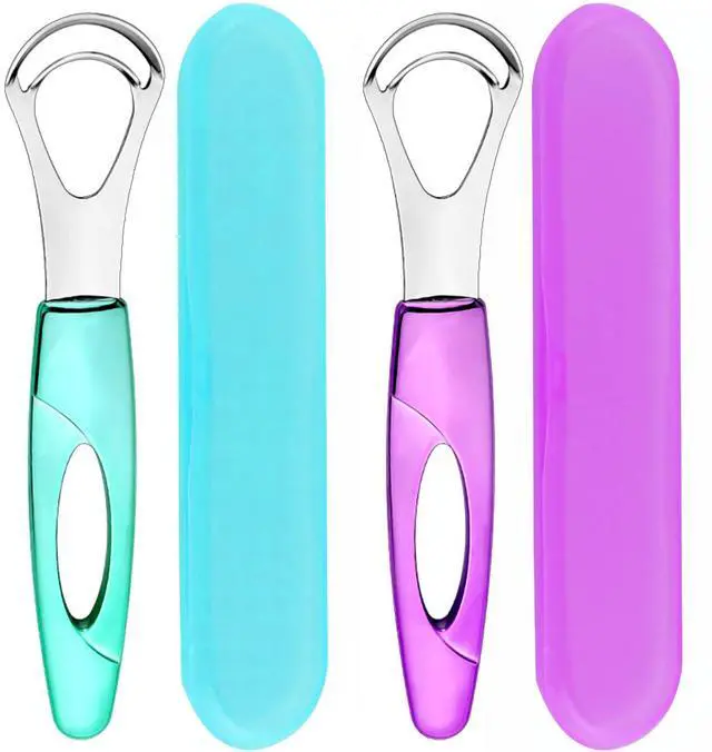 Main image of Tongue Cleaner, Tongue Scraper, Tongue Cleanser, Tongue Scraper, Tongue Scraper Cleaner, Helps Fight Bad Breath, Tongue Scrapers (Purple&Blue)