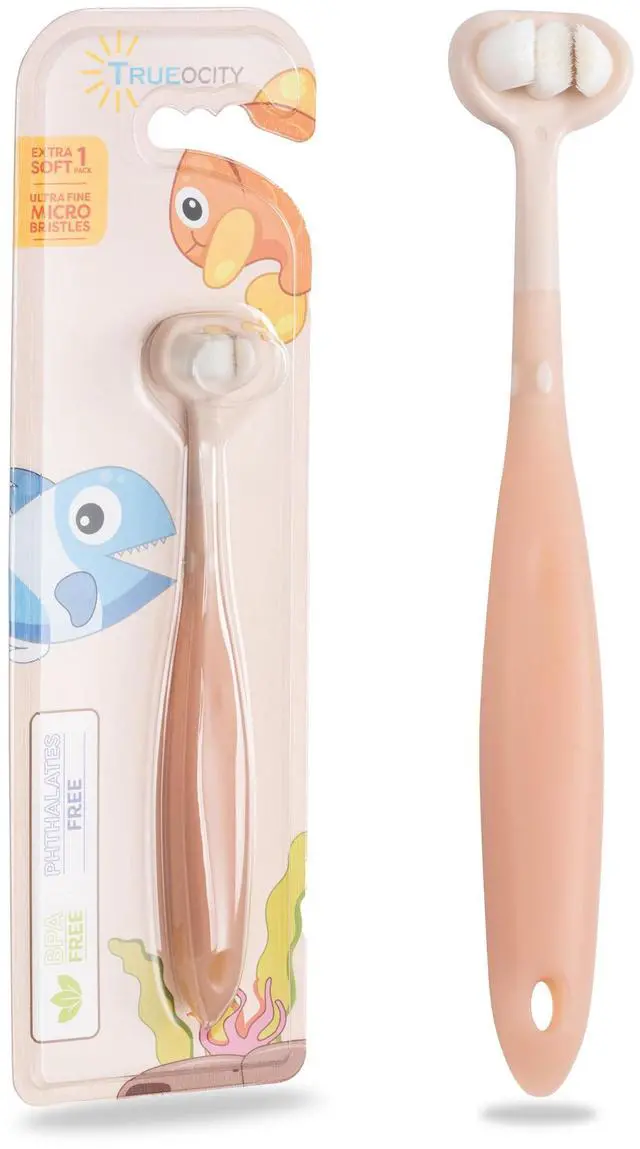 Main image of Baby Toothbrush 12 Months and Up, Toddler Toothbrush, Extra Soft Toddler Toothbrushes 1-2 2-4, Toothhugger High Efficient 3 Sides,Infant Training Brush, 10,000 Ultra-Soft bristles (Apricot)