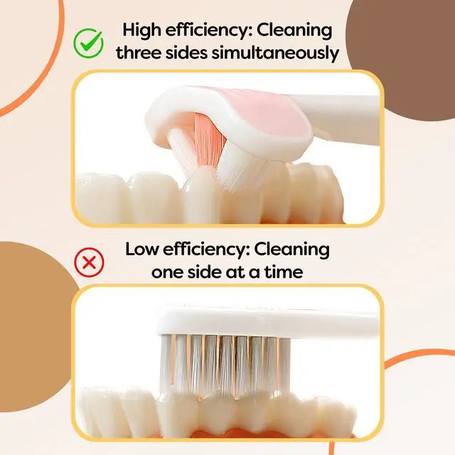 Alt view image 5 of 7 - Baby Toothbrush 12 Months and Up, Toddler Toothbrush, Extra Soft Toddler Toothbrushes 1-2 2-4, Toothhugger High Efficient 3 Sides,Infant Training Brush, 10,000 Ultra-Soft bristles (Apricot)