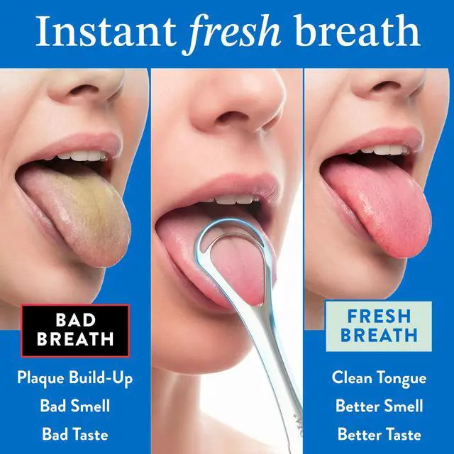 Alt view image 3 of 7 - Tongue Scraper (2 Pack), Reduce Bad Breath (Travel Cases Included), Stainless Steel Tongue Cleaners, Metal Tongue Scraper, Tongue Scraper for Adults - Fresher Breath in Seconds