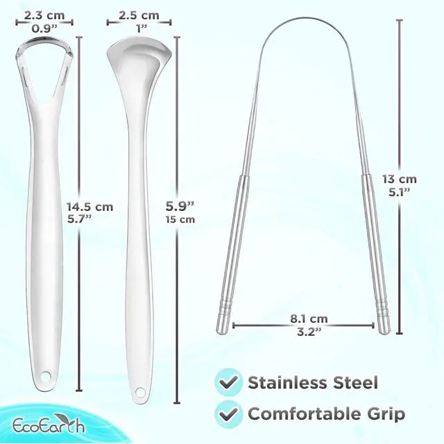 Alt view image 5 of 7 - Scraper for Adults - 3 Pcs Metal Tongue Cleaner with Silver Storage Case - Tough Stainless Steel Mouth Scrubber for Fresh Breath & Oral Hygiene - by EcoEarth