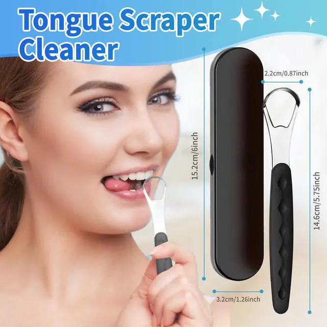 Alt view image 3 of 7 - 4-Pack Colorful Tongue Scraper for Adults with Travel Case, Stainless Steel, Metal Tongue Brush for Bad Breath, Oral Hygiene Tool, Easy to Use & Portable