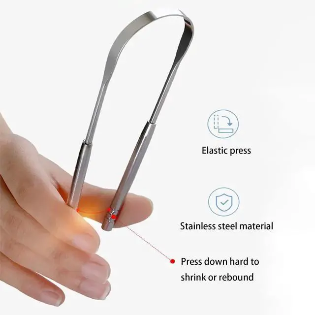 Alt view image 3 of 6 - 2 Pack Tongue Scraper,Stainless Steel Tongue Cleaners,Tongue Scraper for Adults, Reduce Bad Breath and Fresh Breath(Silver)