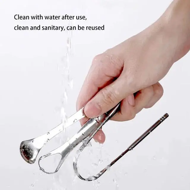 Alt view image 5 of 6 - 2 Pack Tongue Scraper,Stainless Steel Tongue Cleaners,Tongue Scraper for Adults, Reduce Bad Breath and Fresh Breath(Silver)
