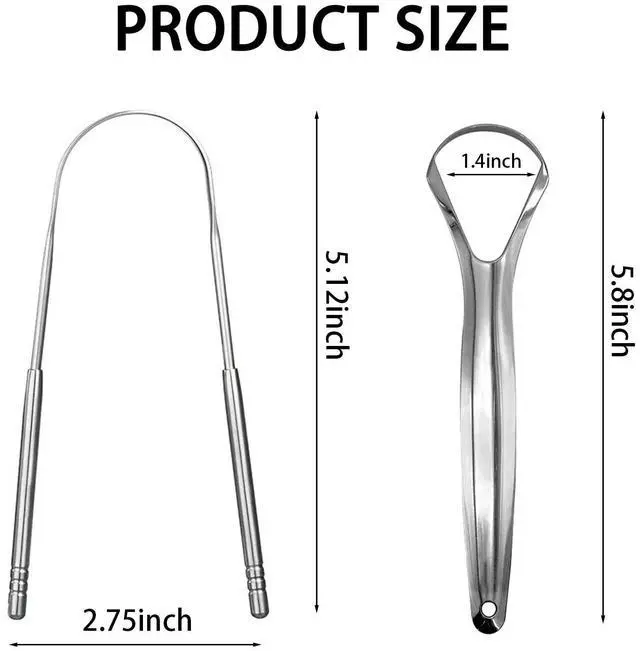 Alt view image 6 of 6 - 2 Pack Tongue Scraper,Stainless Steel Tongue Cleaners,Tongue Scraper for Adults, Reduce Bad Breath and Fresh Breath(Silver)