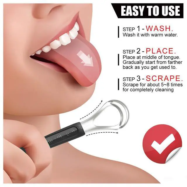 Alt view image 6 of 7 - 3 Pack Metal Tongue Scrapers for Kids Adults, Stainless Steel Tongue Cleaner Scrubber with Travel Case