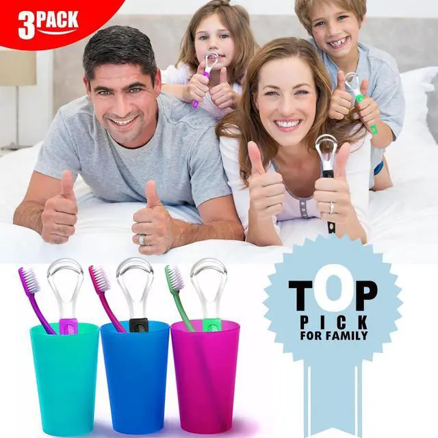 Alt view image 7 of 7 - 3 Pack Metal Tongue Scrapers for Kids Adults, Stainless Steel Tongue Cleaner Scrubber with Travel Case