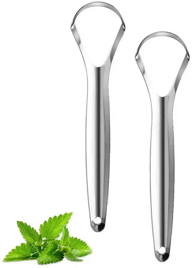 Main image of 2 Pack Tongue Scraper,Stainless Steel Tongue Cleaners,Tongue Scraper for Adults, Reduce Bad Breath and Fresh Breath(Silver)