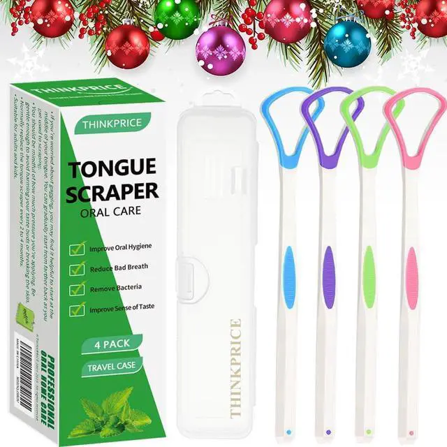 Alt view image 3 of 7 - Tongue Scraper Cleaner 100% BPA Free Tongue Scrapers with Travel Handy Case for Adults, Kids, Healthy Oral Care, Easy to Use, Help Fight Bad Breath (4 PACK)