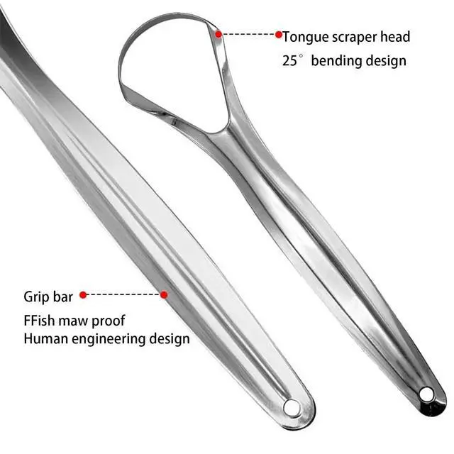 Alt view image 4 of 6 - 2 Pack Tongue Scraper,Stainless Steel Tongue Cleaners,Tongue Scraper for Adults, Reduce Bad Breath and Fresh Breath(Silver)