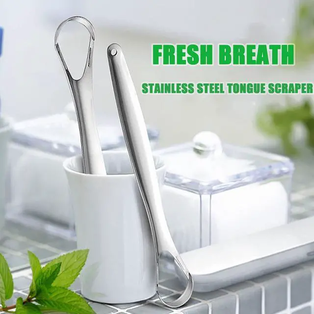 Alt view image 6 of 6 - 2 Pack Tongue Scraper,Stainless Steel Tongue Cleaners,Tongue Scraper for Adults, Reduce Bad Breath and Fresh Breath(Silver)