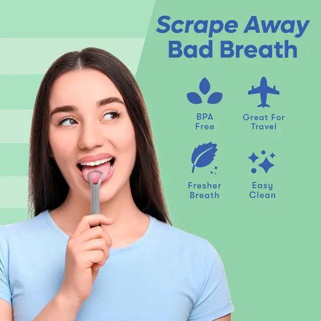 Alt view image 5 of 7 - Tongue Scraper For Adults & Kids - 2 Pack Stainless Steel Tongue Scraper Travel Metal Case | Mouth Cleaner For Bad Breath Treatment | Best Disposable No Plastic Scrubber | Oral Care Hygiene Essentials