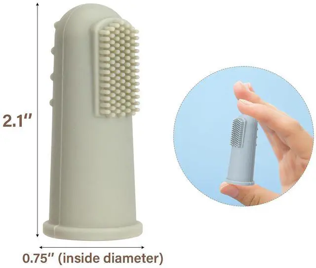 Alt view image 6 of 6 - Baby Finger Toothbrush with Case, Food Grade Silicone, BPA Free, 2-Pack (Sage+Ether)