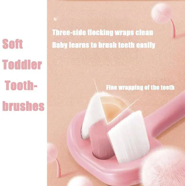 Alt view image 4 of 7 - 3 Pack Baby Toothbrush, Three-Sided Baby Training Toothbrush for Ages 1-4 Years, Infant Training Brush, Easy-Grip Handle