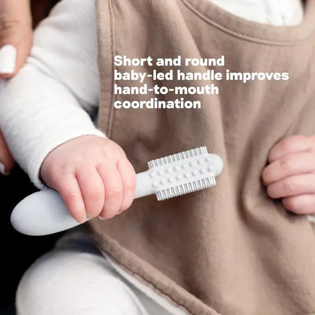 Alt view image 6 of 7 - Baby-Led Toothbrush (Sage) - 3 Months + - 100% Silicone Infant Toothbrush with Sensory Bumps - Cleans Gums + New Teeth - Improves Hand-to-Mouth Coordination, Self-Feeding Skills
