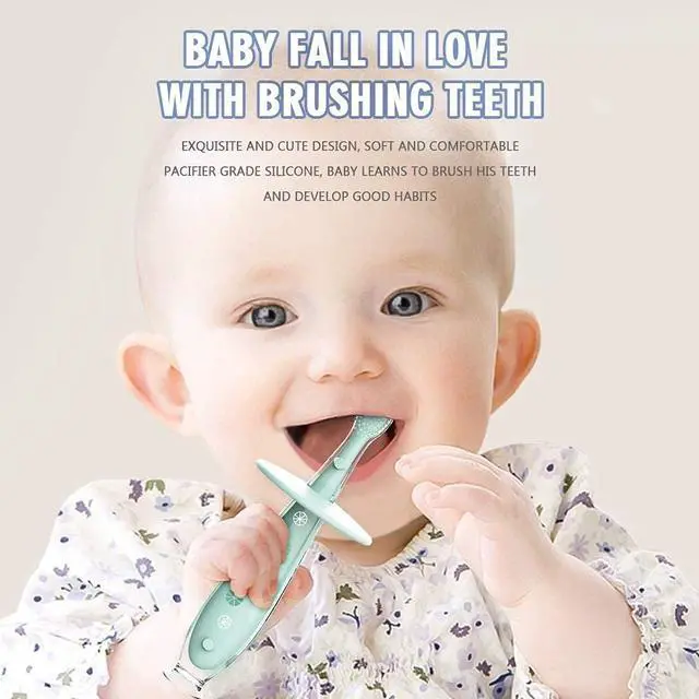 Alt view image 6 of 7 - Baby Toothbrush with Suction Base - Gentle Cleaning for Toddler's Self-Brushing Training, Food-Grade Silicone, Extra Soft Bristles, BPA/Phthalate Free, Anti-Chocking/Anti-Fall Design - 2 Pack