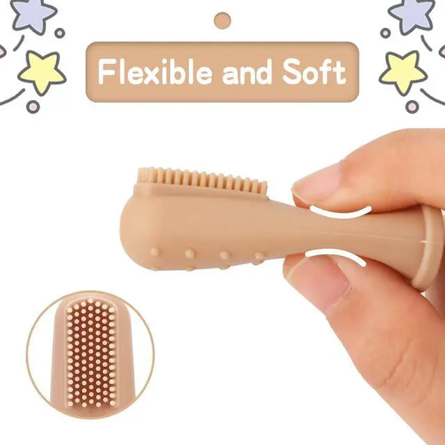 Alt view image 3 of 6 - Baby Toothbrush Finger Toothbrush Oral Cleaner Kit with 5PCS Baby Tongue Cleaner Toddler Silicone Tooth Brush 0-6 Months 6-12 Months (Clay/Ivory+30PCS Toothbrushes)