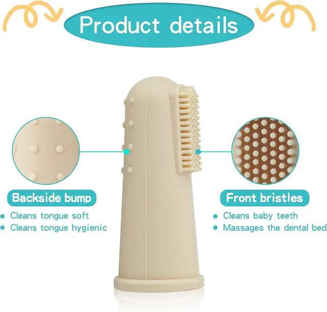 Alt view image 2 of 6 - Baby Toothbrush Finger Toothbrush Oral Cleaner Kit with 5PCS Baby Tongue Cleaner Toddler Silicone Tooth Brush 0-6 Months 6-12 Months (Clay/Ivory+30PCS Toothbrushes)