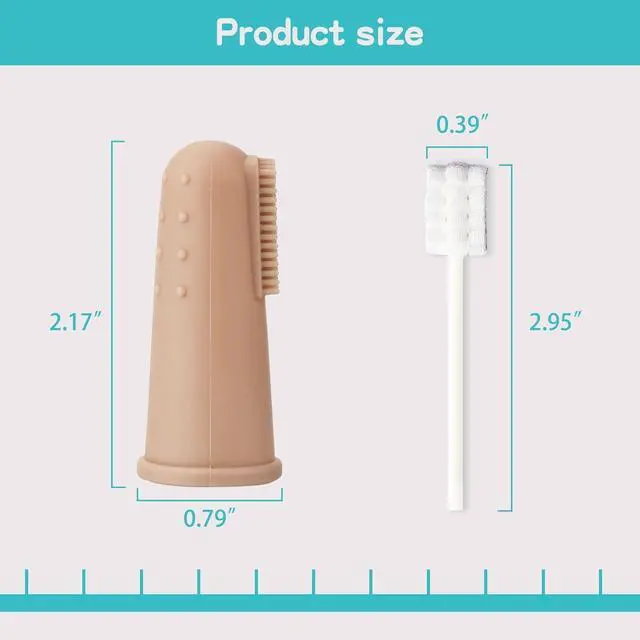 Alt view image 5 of 6 - Baby Toothbrush Finger Toothbrush Oral Cleaner Kit with 5PCS Baby Tongue Cleaner Toddler Silicone Tooth Brush 0-6 Months 6-12 Months (Clay/Ivory+30PCS Toothbrushes)