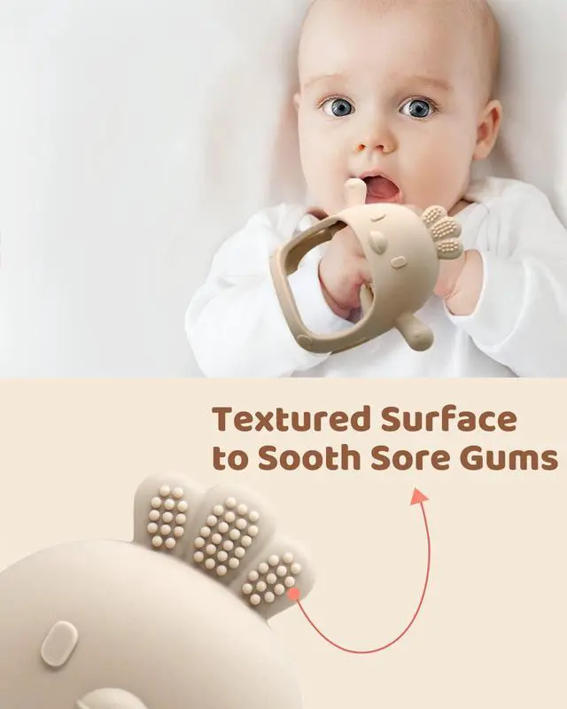 Alt view image 4 of 7 - 2 Pack Baby Teething Toy Silicone Teething Mitten for Babies Over 3 Months Anti Dropping Wrist Hand Teethers Baby Chew Toys for Sucking Needs, BPA Free
