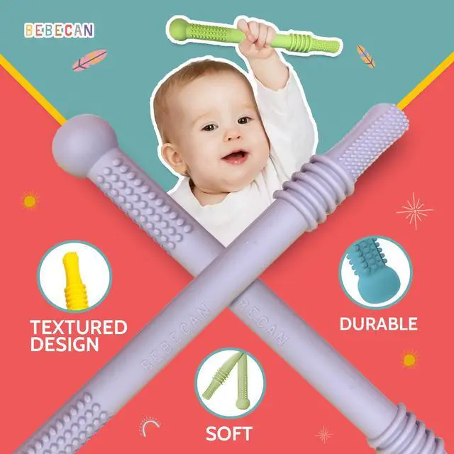 Alt view image 3 of 6 - Teething Sticks for Babies 36+ Months Super Soft Silicone Teething Aids, Infant Oral Soothing Relief Back Molars, Multicolor 6-Pack