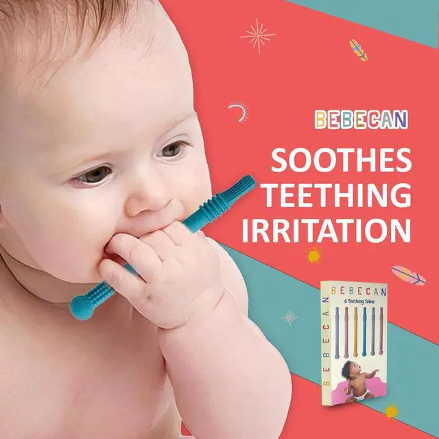 Alt view image 6 of 6 - Teething Sticks for Babies 36+ Months Super Soft Silicone Teething Aids, Infant Oral Soothing Relief Back Molars, Multicolor 6-Pack