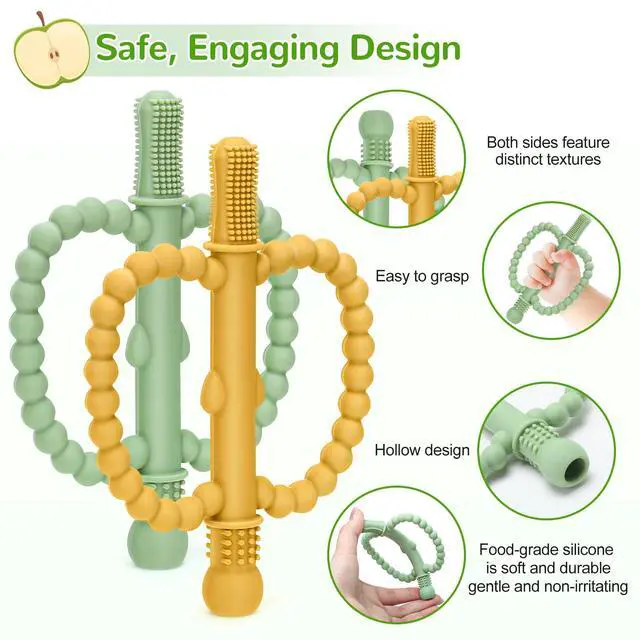 Alt view image 3 of 7 - Baby Teething Toys for Babies 0-36 Months Anti-Choking Design, Teething Relief for Straws Sticks, Chew Straw Sensory Toy for Infant Toddlers Silicone teether Tubes