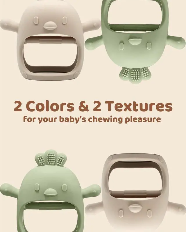 Alt view image 7 of 7 - 2 Pack Baby Teething Toy Silicone Teething Mitten for Babies Over 3 Months Anti Dropping Wrist Hand Teethers Baby Chew Toys for Sucking Needs, BPA Free