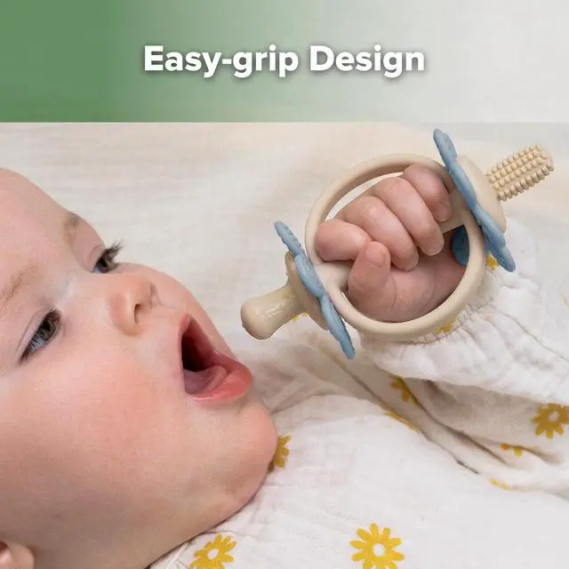 Alt view image 6 of 7 - Silicone Baby Teether Toys,Nipple-Shaped End for Gum Massage,360° Baby Toothbrush Head for Self-Brushing Training,Easy to Grip- Sky Blue