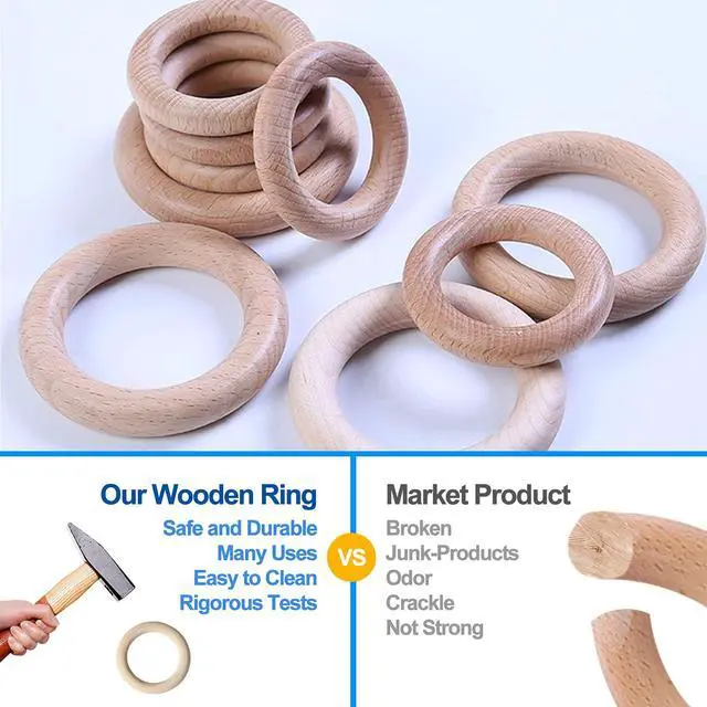 Alt view image 6 of 7 - Baby Teething Toys Silicone Teethers BPA Free Silicone Rudder with Wooden Ring Soothe Babies Gums (Khaki)