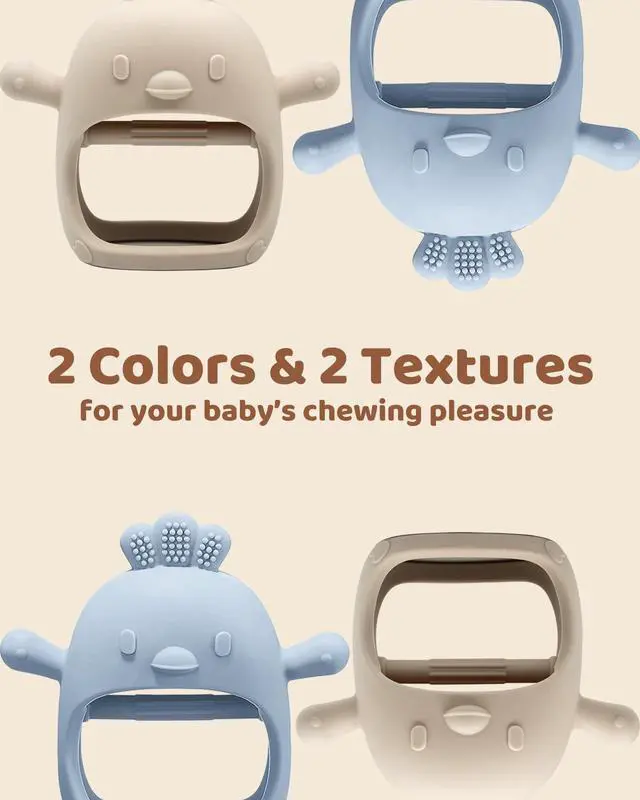 Alt view image 7 of 7 - 2 Pack Baby Teething Toy Silicone Teething Mitten for Babies Over 3 Months Anti Dropping Wrist Hand Teethers Baby Chew Toys for Sucking Needs, BPA Free