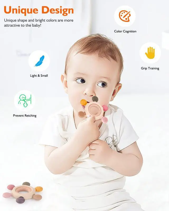 Alt view image 3 of 7 - Baby Teething Toys, Teething Relief Toy, BPA Free Baby Chew Toys Infant Toys Newborn Accessories, Teethers for Babies 0-3-6-9-12 Months Old Boys Girls