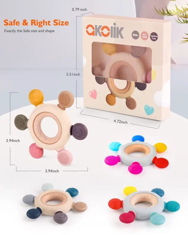 Alt view image 6 of 7 - Baby Teething Toys, Teething Relief Toy, BPA Free Baby Chew Toys Infant Toys Newborn Accessories, Teethers for Babies 0-3-6-9-12 Months Old Boys Girls