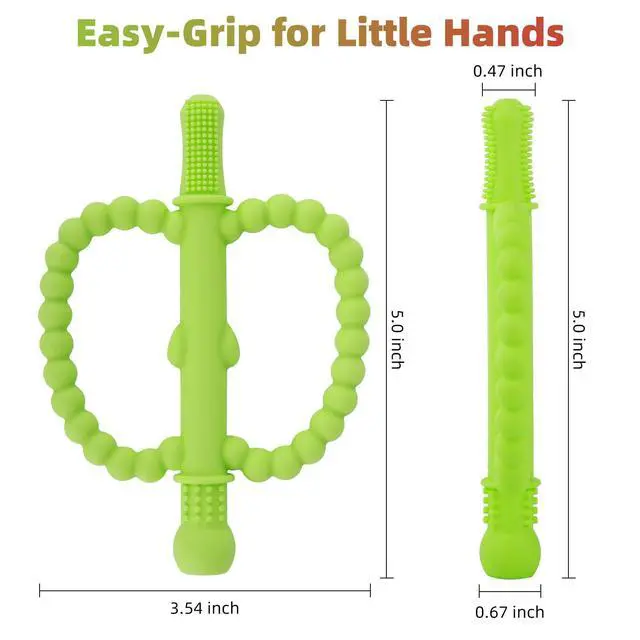Alt view image 5 of 7 - Hollow Teether Tube 5 Pack Apple Shape Chew Straw Sensory Toy for Infant Toddlers Silicone Tubes Teething Toys for Babies 0-6 0-12 0-36 Months Gifts Teething Relief Soothing Gums