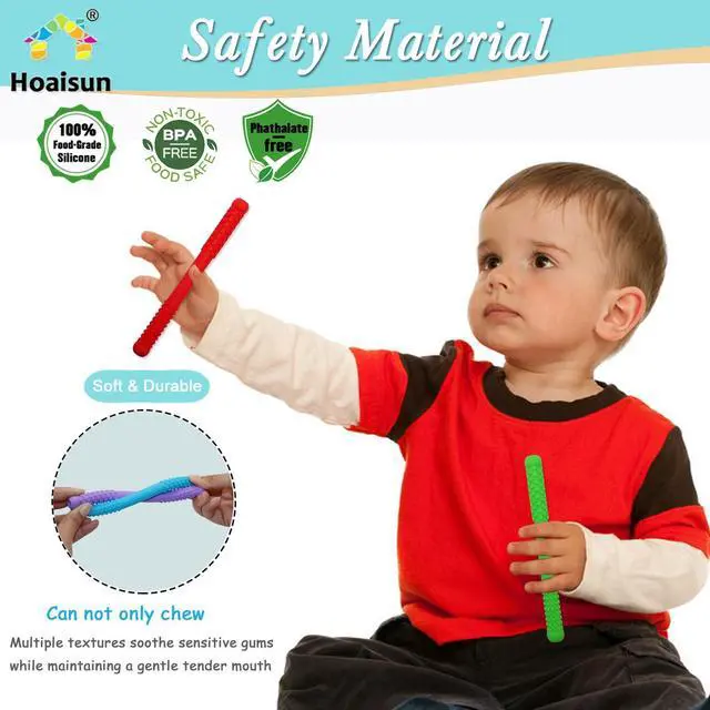 Alt view image 3 of 7 - Teething Straws Sticks for Babies 6-12 12-18 Months, 8 Pack Teething Toys 3-6 Months, Silicone Teethers for Babies Toddlers Nursing Biting Chewing, Autism Chew Toys for Sensory Kids Teething Relief