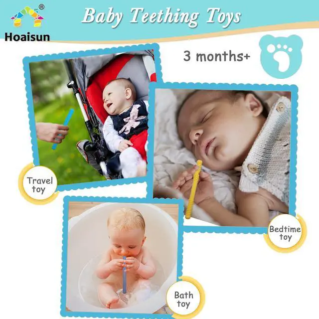 Alt view image 7 of 7 - Teething Straws Sticks for Babies 6-12 12-18 Months, 8 Pack Teething Toys 3-6 Months, Silicone Teethers for Babies Toddlers Nursing Biting Chewing, Autism Chew Toys for Sensory Kids Teething Relief