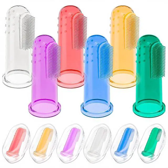 Main image of Baby Toothbrush Set, 6 Pcs Soft Infant Finger Toothbrush with 6 Boxes, Newborns Toddler Silicone Baby Tooth Brush 0-6 Months 6-12 Months
