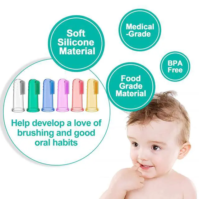 Alt view image 6 of 6 - Baby Toothbrush Set, 6 Pcs Soft Infant Finger Toothbrush with 6 Boxes, Newborns Toddler Silicone Baby Tooth Brush 0-6 Months 6-12 Months