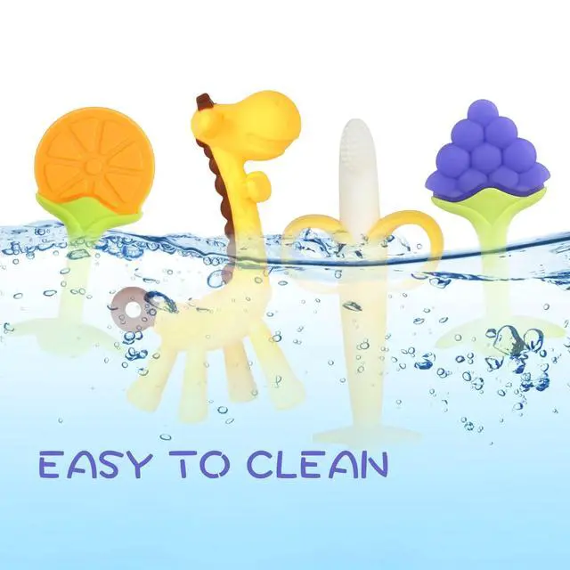 Alt view image 5 of 7 - Teething Toys for Baby, Teethers with Banana Toothbrush Teeth Brushing,BPA-Free,Chew Toy Infants Toddlers Silicone Teether for Babies 0-6-12 Months