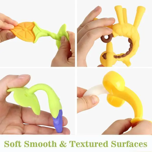 Alt view image 3 of 7 - Teething Toys for Baby, Teethers with Banana Toothbrush Teeth Brushing,BPA-Free,Chew Toy Infants Toddlers Silicone Teether for Babies 0-6-12 Months