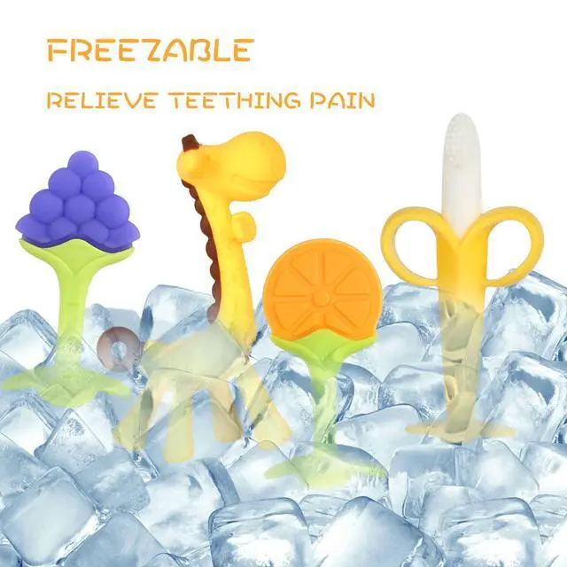 Alt view image 6 of 7 - Teething Toys for Baby, Teethers with Banana Toothbrush Teeth Brushing,BPA-Free,Chew Toy Infants Toddlers Silicone Teether for Babies 0-6-12 Months