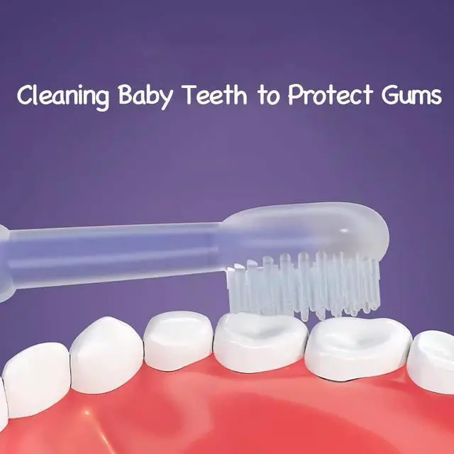 Alt view image 3 of 7 - 3 Pack Silicone Toddler Toothbrushes 0 to 18 Months, Baby Tongue Cleaner + U-Shaped ToothScrubber + First Toothbrush Teething, Gum Oral Cleaner