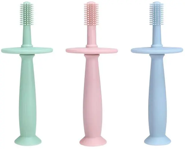 Main image of 3 Pack Silicone Baby Toothbrush Teethers - Teething Toys Training Oral Care for Infants 0-12 Months+