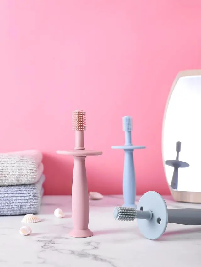 Alt view image 2 of 7 - 3 Pack Silicone Baby Toothbrush Teethers - Teething Toys Training Oral Care for Infants 0-12 Months+